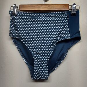 Nani Swimwear Bikini Bottom Women Size XS Blue White High Waist Pocket Beach